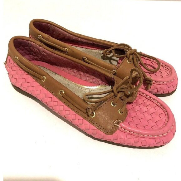 Sperry Top Sider Pink Leather Boat Shoes Flats Comfort Loafers 6M Slip On Slide - Picture 3 of 11